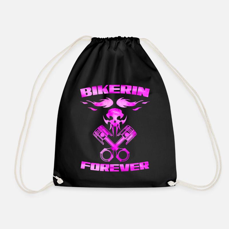 Biker forever - Drawstring Bag - black
