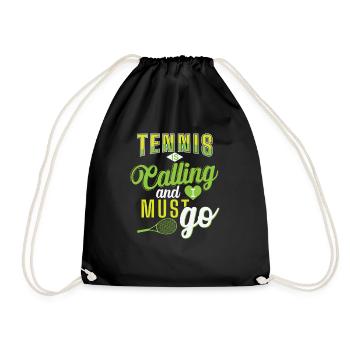 Tennis "Tennis is Calling" - Turnbeutel - Schwarz - Vorne