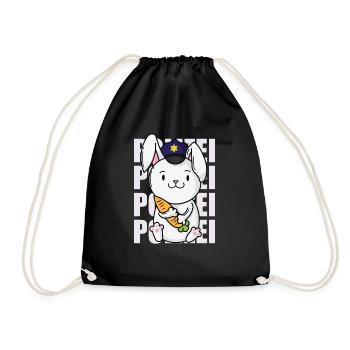 Police with police hat rabbit - Drawstring Bag - black - Front