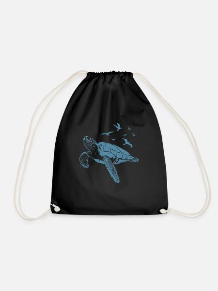 Schildkröte im Wasser mit Vögel am Himmel - Turnbeutel - Schwarz