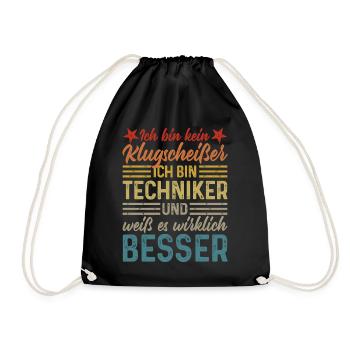 kein Klugscheißer coole lustige Sprüche Techniker - Turnbeutel - Schwarz - Vorne