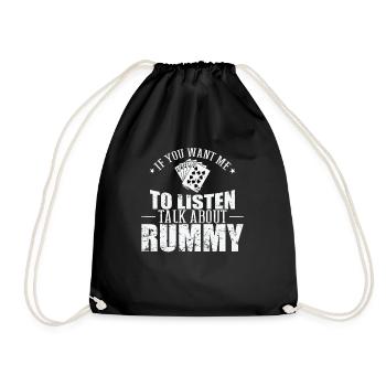 If you want me to listen talk about Rummy - Drawstring Bag - black - Front
