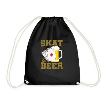 Skat and Beer Kartenspiel Reizen Spielkarten - Turnbeutel - Schwarz - Vorne