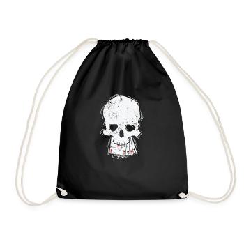 Skull with card skat or poker card game - Drawstring Bag - black - Front