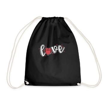 Love with a heart from Football America - Drawstring Bag - black - Front