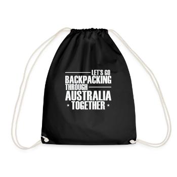 Let's go Backpacking through Australia together - Drawstring Bag - black - Front