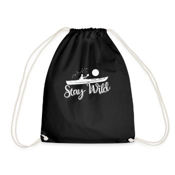 Stay Wild Kayak Paddle Boat Canoeing - Drawstring Bag - black - Front