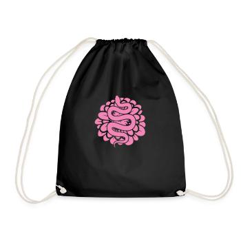 Snake in Pink Pattern Terrarium Reptile Animal - Drawstring Bag - black - Front