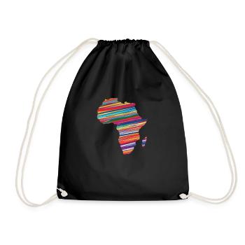 Afrika Karte Bunt Land Kontinent - Turnbeutel - Schwarz - Vorne