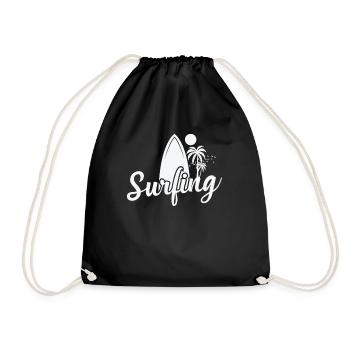 Surfing Surfing Surfboard Water Sports - Drawstring Bag - black - Front