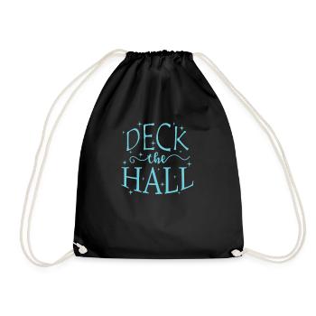 Deck the Hall Christmas Family Holiday - Drawstring Bag - black - Front