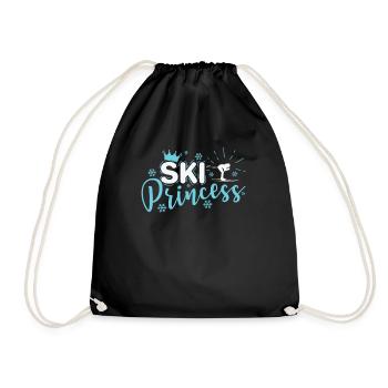 Ski Princess Sport Ice Sports Winter Sports Girls - Drawstring Bag - black - Front