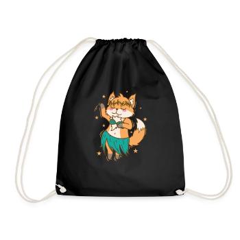 Fox makes belly dance funny animal nature - Drawstring Bag - black - Front