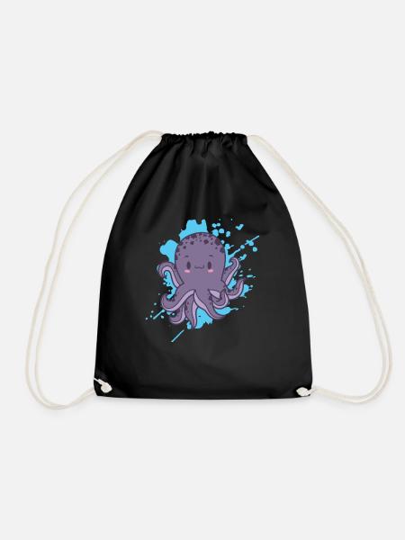 Octopus Octopus in Kawaii style animal Japan - Drawstring Bag - black