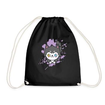Chat avec une couleur d’yeux différente kawaii - Sac de sport léger - noir - Devant