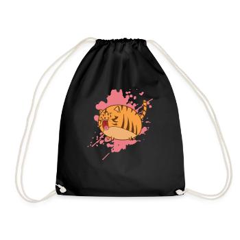 Gros chat dans un animal japonais de style kawaii - Sac de sport léger - noir - Devant