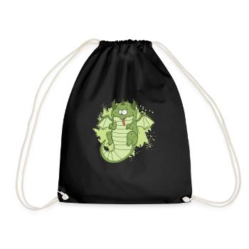 Fat Dragon Looks Funny Animal - Drawstring Bag - black - Front