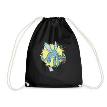 Drôle de dragon avec hache animal mignon - Sac de sport léger - noir - Devant