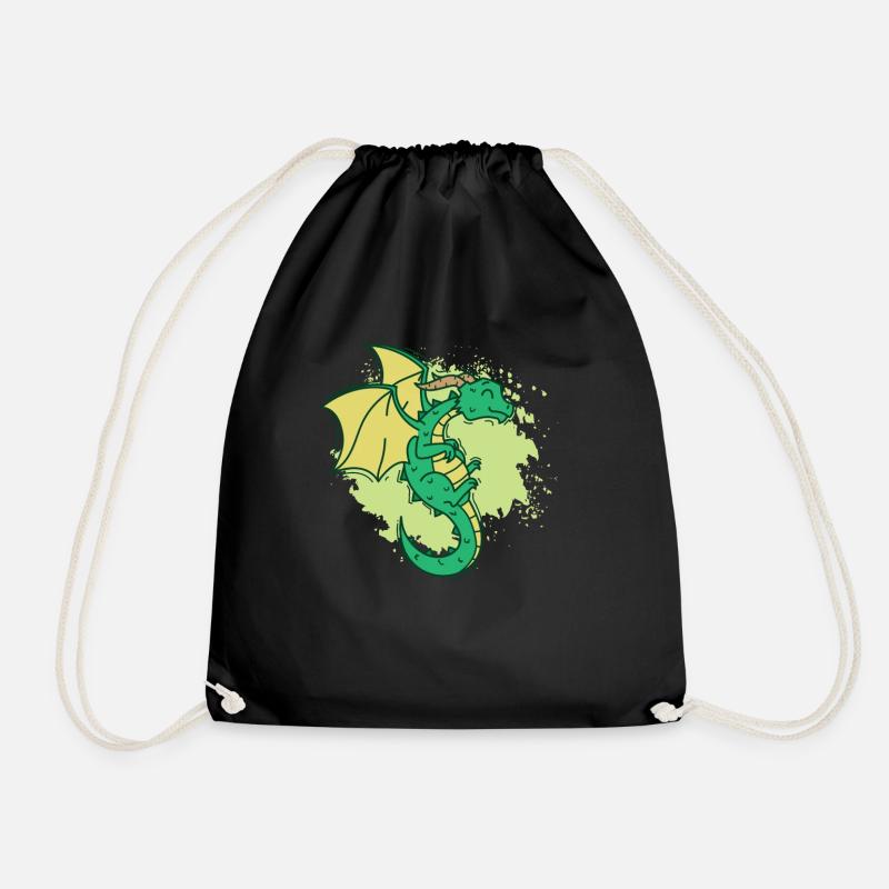 cooler Drache mit Hörner lustiges Tier - Turnbeutel - Schwarz