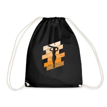 Surfing Woman with Surfboard Surfing Wind - Drawstring Bag - black - Front