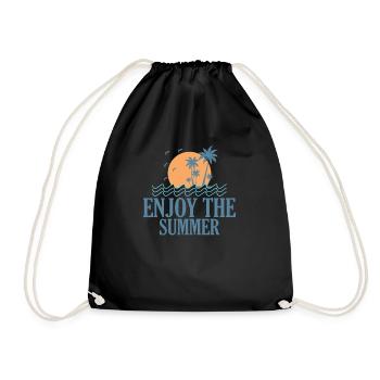Enjoy the Summer surfing Surfing - Drawstring Bag - black - Front