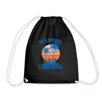 Oceanside California Surfing - Drawstring Bag - black - Front