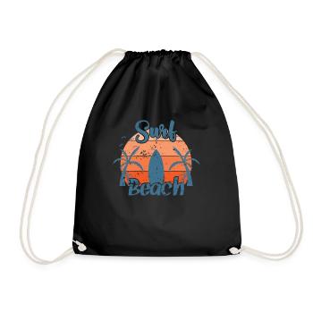 Surf Beach Surfing Water Sports Wind - Drawstring Bag - black - Front