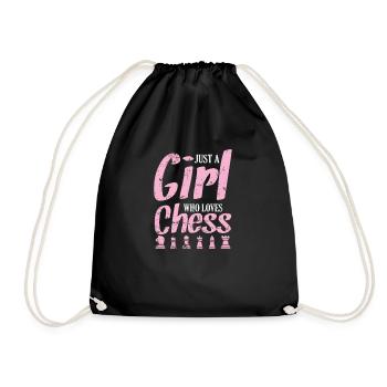 Just a Girl who loves Chess Chess Brain Teaser - Drawstring Bag - black - Front