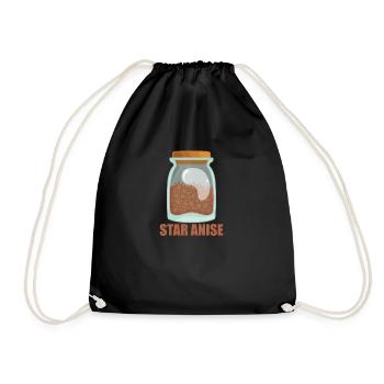 Star Anise Gewürz Geschmack Essen Kochen - Turnbeutel - Schwarz - Vorne