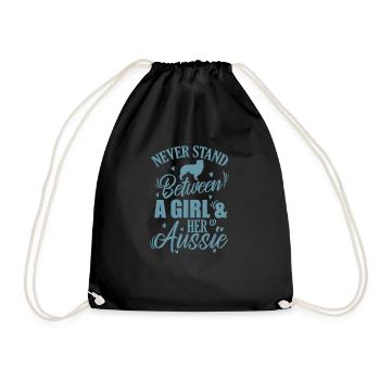 Never Stand between a Girl and her Aussie Dog - Drawstring Bag - black - Front