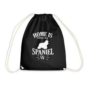 Home is where my Spaniel is Cockerspaniel Hund - Turnbeutel - Schwarz - Vorne