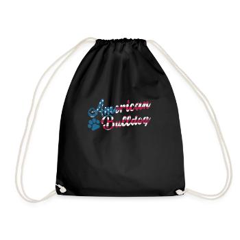 American Bulldog USA Flag and Dogs Paw - Drawstring Bag - black - Front