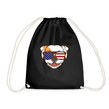 Bulldogge mit USA Sonnenbrille Haustier - Turnbeutel - Schwarz - Vorne