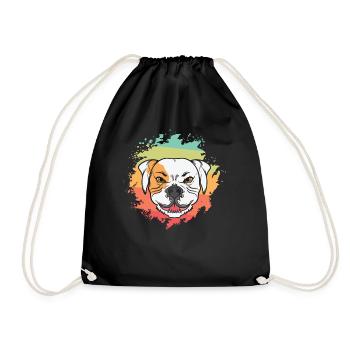 Bad Bulldog Facial Expression Pet - Drawstring Bag - black - Front