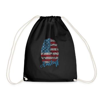 USA Flag Thumbprint Dog Head - Drawstring Bag - black - Front