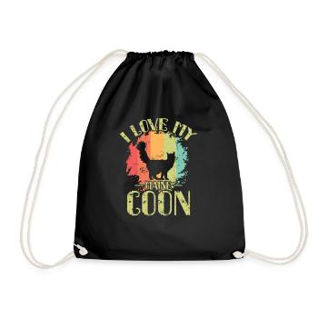 I Love my Maine Coon Cat Pet Cat - Drawstring Bag - black - Front