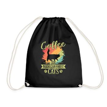 Coffee and Norwegian Forest Cats Hangover - Drawstring Bag - black - Front