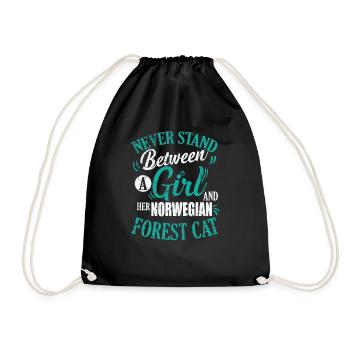 Ne vous tenez jamais entre une fille et son chat norvégien - Sac de sport léger - noir - Devant