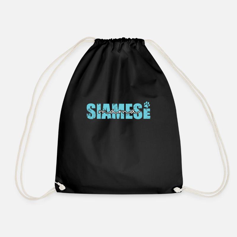 Siamese Mama Cat Pet Cat Breed - Drawstring Bag - black