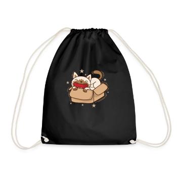 Cat in carton Siamese Cat Pet - Drawstring Bag - black - Front