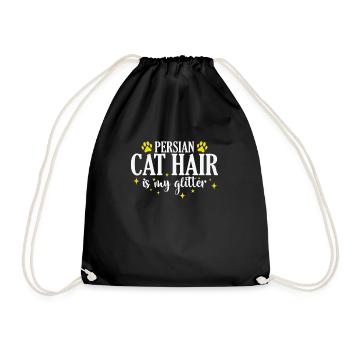 Persian Cat Hair is my Glitter Domestic Cat - Drawstring Bag - black - Front