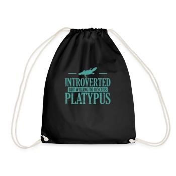 Introverted But Willing to Discuss Platypus - Drawstring Bag - black - Front