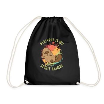 Platypus is my Spirit Animal Schnabeltier - Drawstring Bag - black - Front