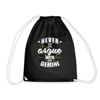 Zodiac sign Never argue with an Gemini - Drawstring Bag - black - Front