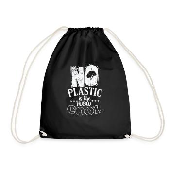 No Plastic is the new Cool Planet Earth - Drawstring Bag - black - Front