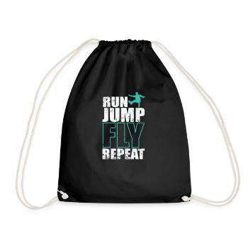 Run Jump Fly Repeat Parkour Sport Training - Drawstring Bag - black - Front