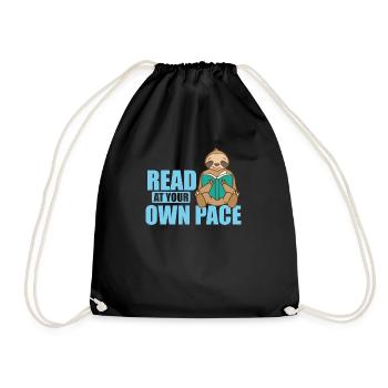 Read at your own Pace Faultier faul Umwelt - Turnbeutel - Schwarz - Vorne