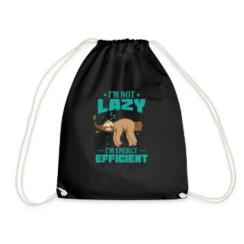 I'm not Lazy I'm Energy Efficient Faultier - Turnbeutel - Schwarz - Vorne