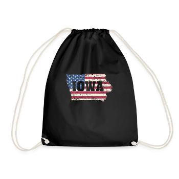 Iowa USA Flagge in Karte USA Amerika - Turnbeutel - Schwarz - Vorne