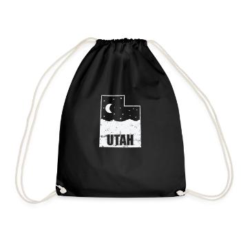 Utah Map with Skyline USA America - Drawstring Bag - black - Front
